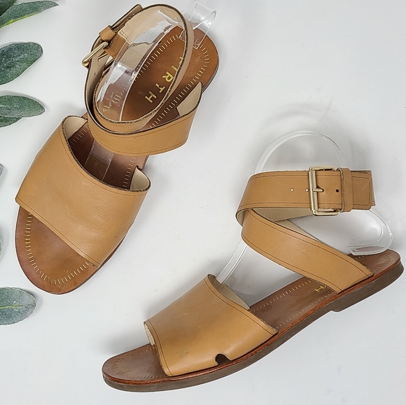 Firth Shoes - FIRTH Leather Wrap Flap Sandals Tan Size 10